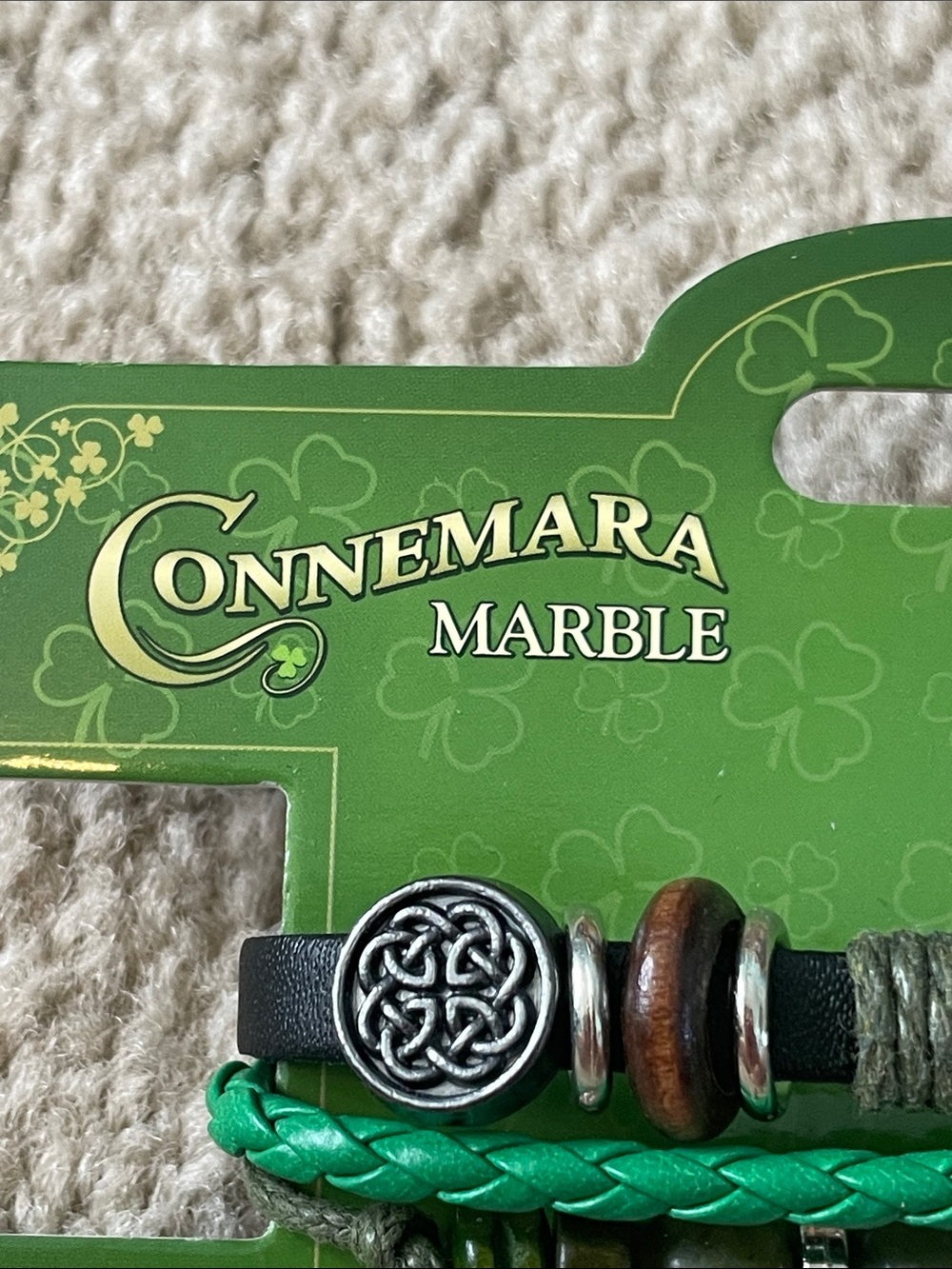 Irish Connemara Marble Leather Bracelet - Picture 2 of 9